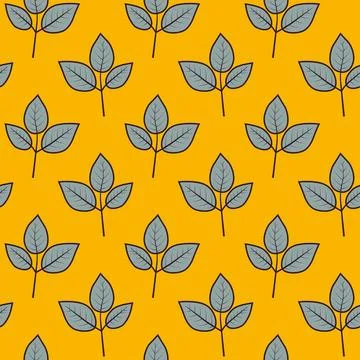 Hand drawn floral pattern vector design. Simple ornament with plant and leaf. Stock Illustration