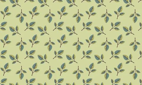 Hand drawn floral pattern vector design. Simple ornament with plant and leaf. Illustrazione stock