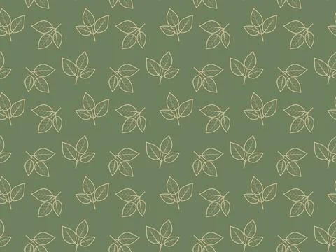 Hand drawn floral pattern vector design. Simple ornament with plant and leaf. Stock Illustration