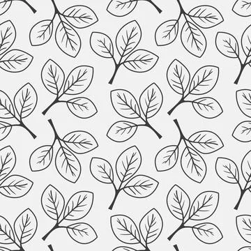 Hand drawn floral pattern vector design. Simple ornament with plant and leaf. Stock Illustration