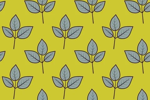 Hand drawn floral pattern vector design. Simple ornament with plant and leaf. Stock Illustration