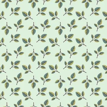 Hand drawn floral pattern vector design. Simple ornament with plant and leaf. Stock Illustration