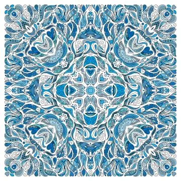 Hand drawn floral pattern. Wrapping decoration print. Square neck. Vector Stock Illustration