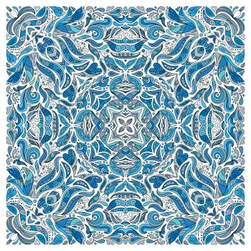 Hand drawn floral pattern. Wrapping decoration print. Square neck. Vector Stock Illustration