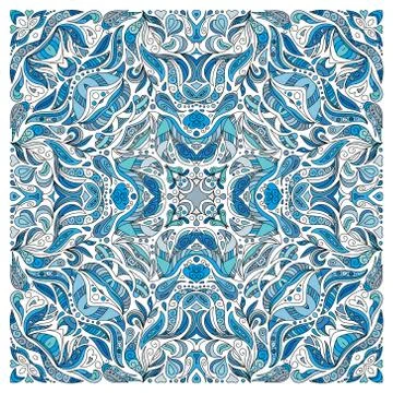 Hand drawn floral pattern. Wrapping decoration print. Square neck. Vector 스톡 일러스트