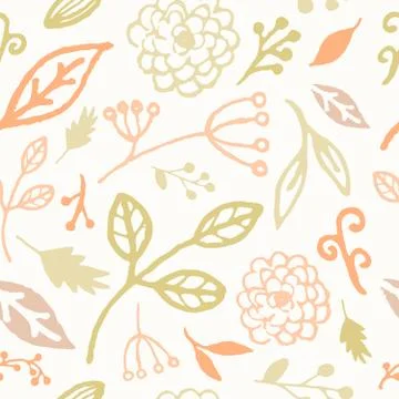 Hand Drawn Floral Seamless Pattern Stock Illustration