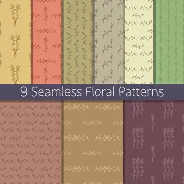 Hand Drawn Floral Seamless Pattern Set 스톡 일러스트