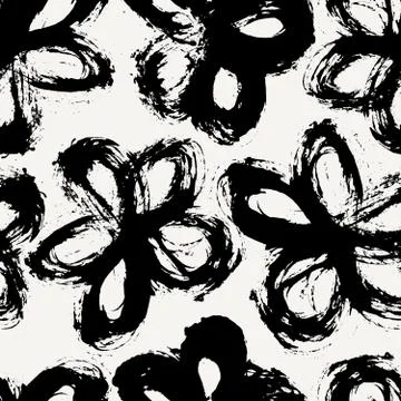 Hand Drawn Floral Seamless Pattern Stock Illustration