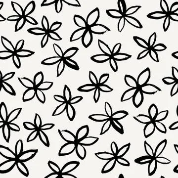Hand Drawn Floral Seamless Pattern Stock Illustration