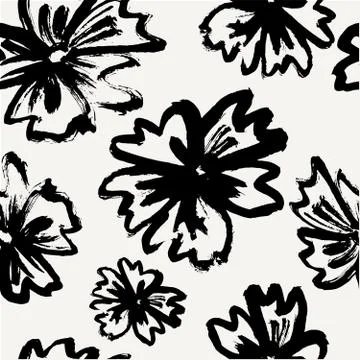 Hand Drawn Floral Seamless Pattern Stock Illustration