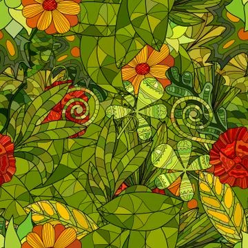 Hand drawn floral seamless pattern Stock Illustration