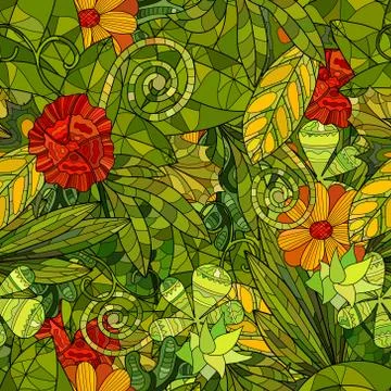 Hand drawn floral seamless pattern Stock Illustration