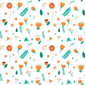 Hand Drawn floral seamless pattern. Stock Illustration