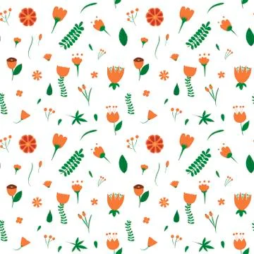 Hand Drawn floral seamless pattern. Stock Illustration
