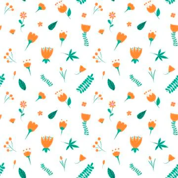Hand Drawn floral seamless pattern. Stock Illustration