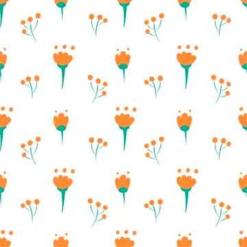 Hand Drawn floral seamless pattern. Stock Illustration
