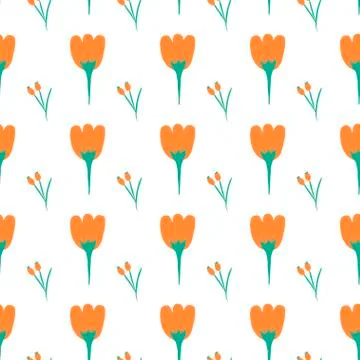 Hand Drawn floral seamless pattern. Stock Illustration