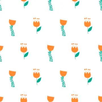 Hand Drawn floral seamless pattern. Stock Illustration