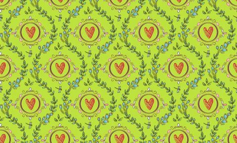 Hand Drawn floral seamless pattern. Damask floral ornament. Stock Illustration