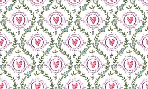 Hand Drawn floral seamless pattern. Damask floral ornament. Stock Illustration