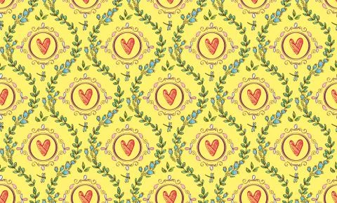 Hand Drawn floral seamless pattern. Damask floral ornament. Stock Illustration