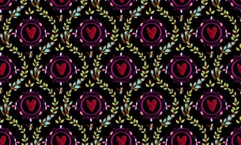 Hand Drawn floral seamless pattern. Damask floral ornament. Stock Illustration