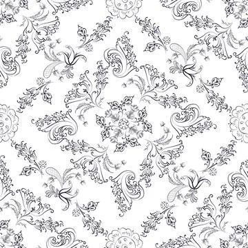 Hand drawn floral seamless pattern Stock-Illustration