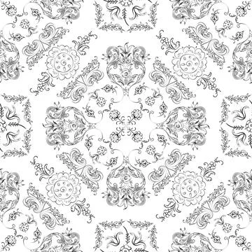 Hand drawn floral seamless pattern Stock Illustration