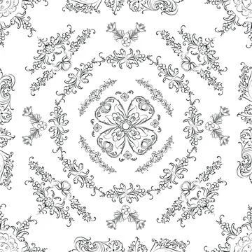 Hand drawn floral seamless pattern Stock Illustration