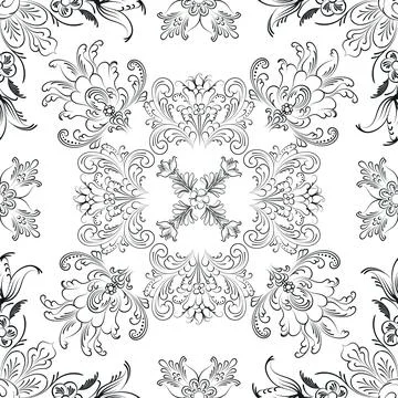 Hand drawn floral seamless pattern Stock Illustration