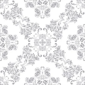 Hand drawn floral seamless pattern Stock Illustration