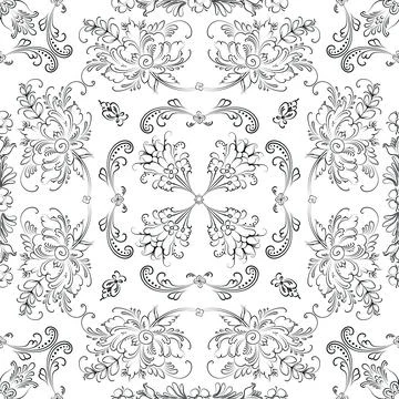 Hand drawn floral seamless pattern イラスト素材