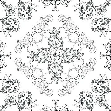 Hand drawn floral seamless pattern イラスト素材