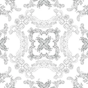Hand drawn floral seamless pattern Stock Illustration