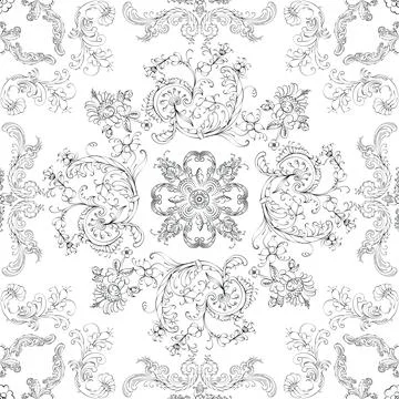 Hand drawn floral seamless pattern イラスト素材