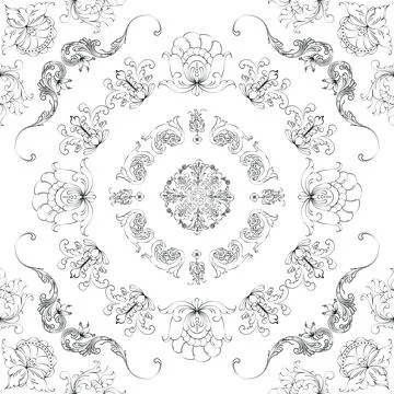 Hand drawn floral seamless pattern Stock Illustration