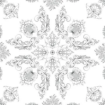 Hand drawn floral seamless pattern イラスト素材