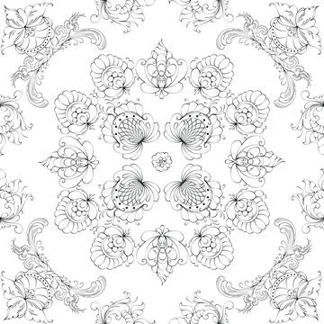 Hand drawn floral seamless pattern Stock Illustration