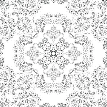 Hand drawn floral seamless pattern Stock Illustration
