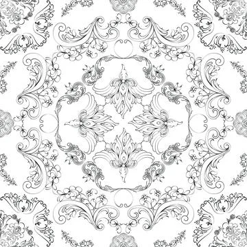 Hand drawn floral seamless pattern Stock Illustration