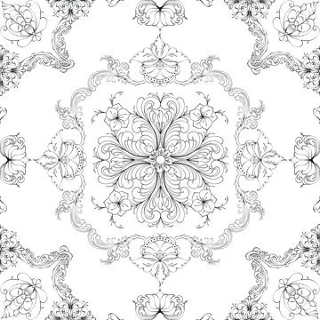 Hand drawn floral seamless pattern Stock Illustration