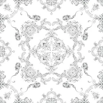 Hand drawn floral seamless pattern Stock Illustration