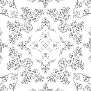 Hand drawn floral seamless pattern Stock Illustration