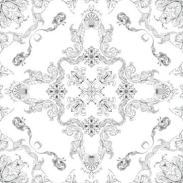 Hand drawn floral seamless pattern Illustrazione stock