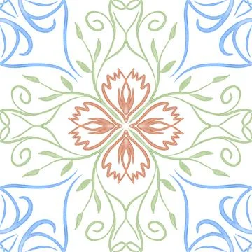 Hand drawn floral seamless pattern. Illustrazione stock