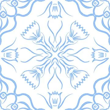 Hand drawn floral seamless pattern. Stock Illustration