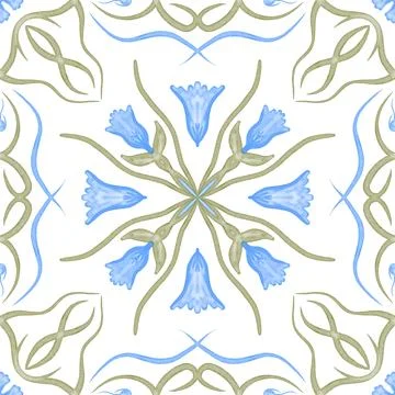 Hand drawn floral seamless pattern. Illustrazione stock