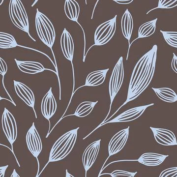 Hand Drawn Floral Seamless Pattern, freehand sketch wallpaper. Background with Stock Illustration