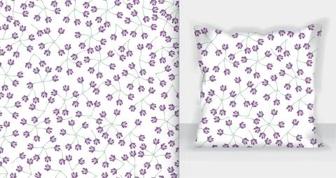 Hand drawn floral seamless pattern in purple tones Stock Illustration