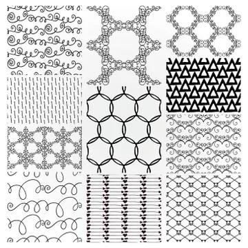 Hand Drawn Floral Seamless Patterns Stock Illustration